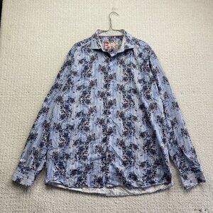 7 Downie St. Blue Floral AOP Long Sleeve Button-down Men’s Shirt Sz 7 Preppy